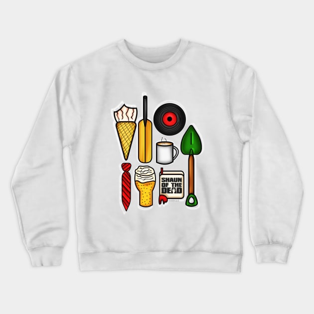 Shaun of the dead objects Crewneck Sweatshirt by JadeGair